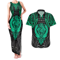 Polynesian Couples Matching Tank Maxi Dress and Hawaiian Shirt Abstract Tiki - Wonder Print Shop