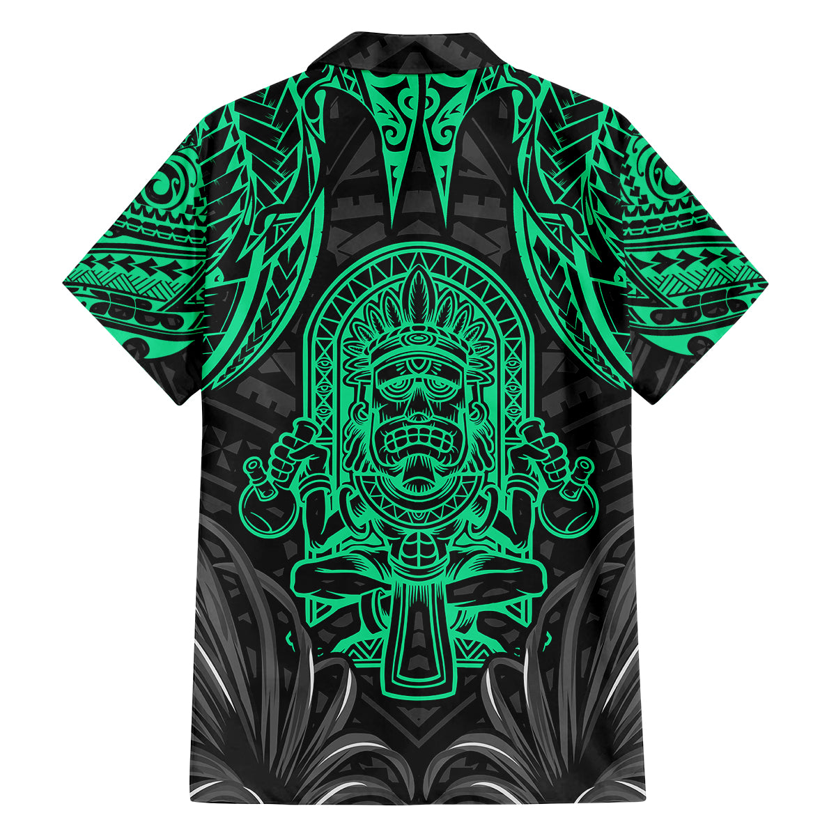 Polynesian Family Matching Long Sleeve Bodycon Dress and Hawaiian Shirt Abstract Tiki - Wonder Print Shop