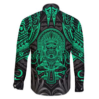 Polynesian Family Matching Long Sleeve Bodycon Dress and Hawaiian Shirt Abstract Tiki - Wonder Print Shop