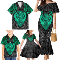 Polynesian Family Matching Mermaid Dress and Hawaiian Shirt Abstract Tiki - Wonder Print Shop