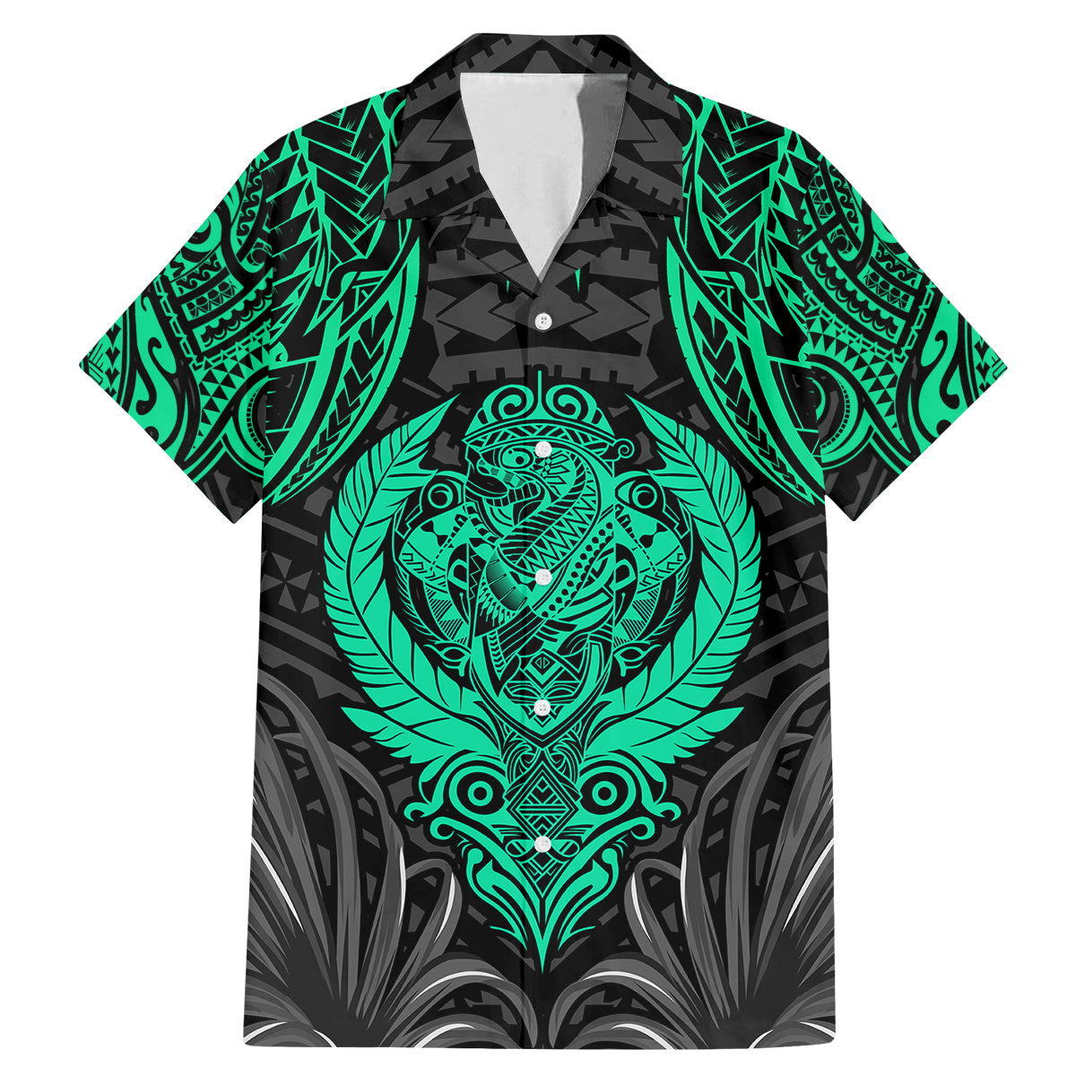 Polynesian Family Matching Mermaid Dress and Hawaiian Shirt Abstract Tiki - Wonder Print Shop