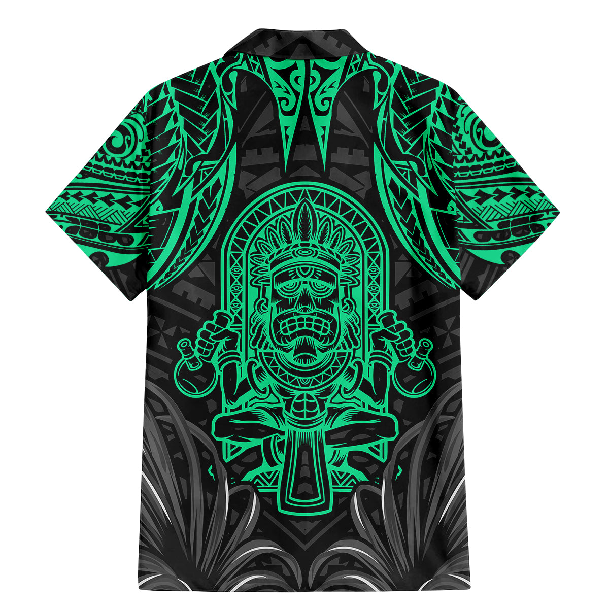Polynesian Family Matching Mermaid Dress and Hawaiian Shirt Abstract Tiki - Wonder Print Shop