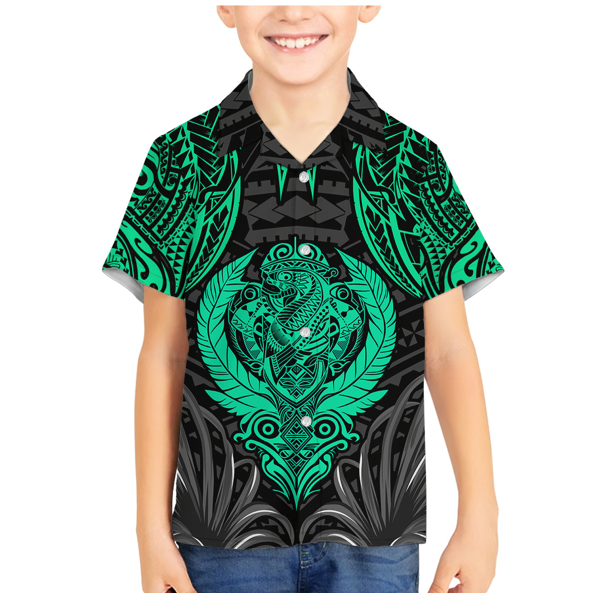 Polynesian Family Matching Mermaid Dress and Hawaiian Shirt Abstract Tiki - Wonder Print Shop