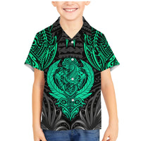 Polynesian Family Matching Mermaid Dress and Hawaiian Shirt Abstract Tiki - Wonder Print Shop