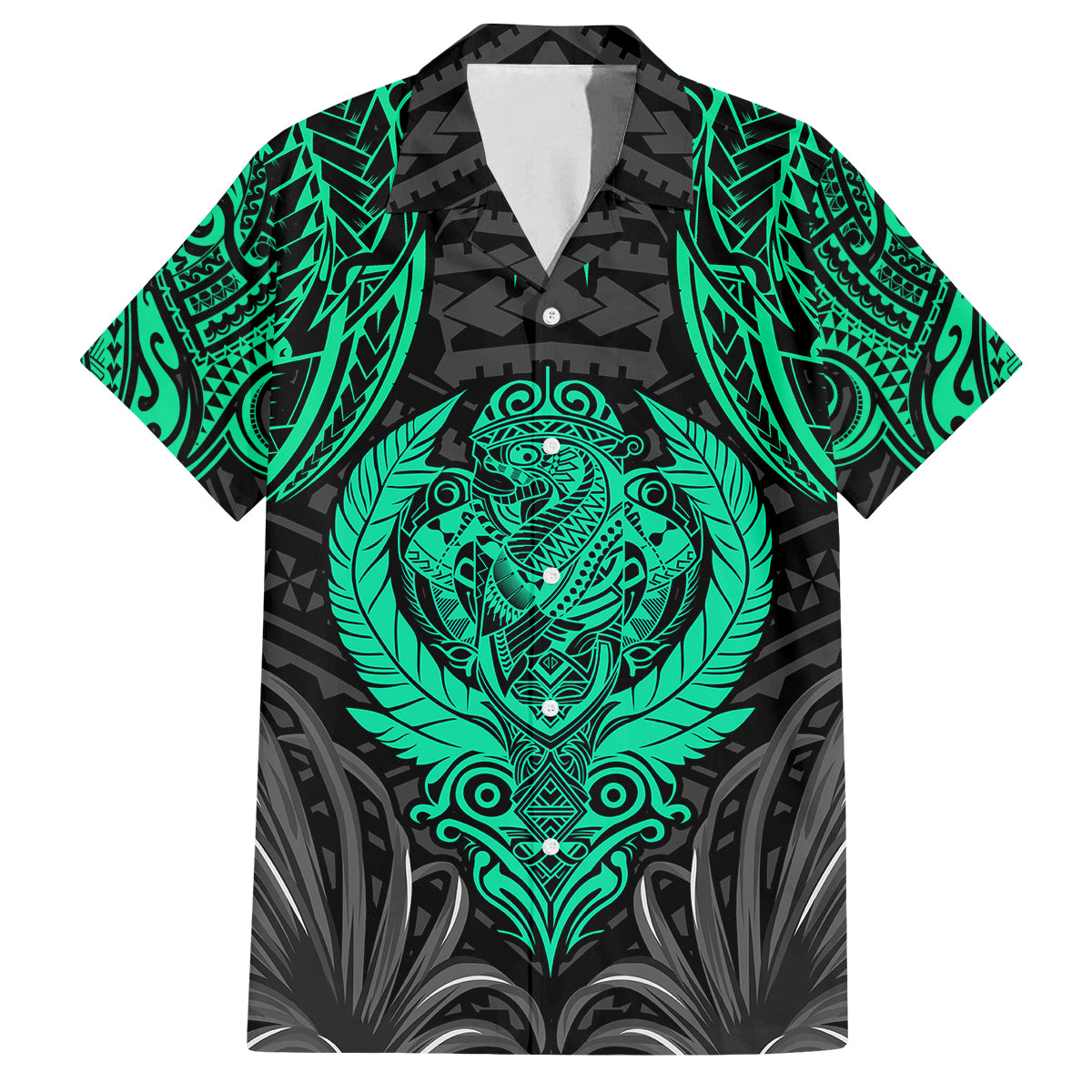 Polynesian Family Matching Off Shoulder Short Dress and Hawaiian Shirt Abstract Tiki - Wonder Print Shop