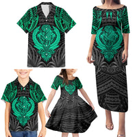 Polynesian Family Matching Puletasi Dress and Hawaiian Shirt Abstract Tiki - Wonder Print Shop