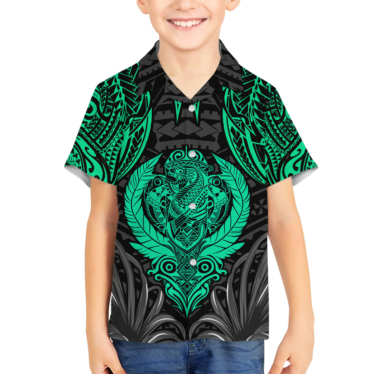 Polynesian Kid Hawaiian Shirt Abstract Tiki - Wonder Print Shop