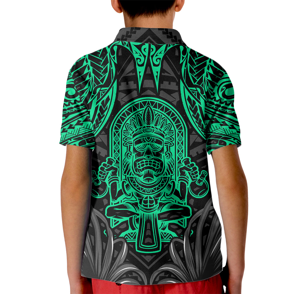Polynesian Kid Polo Shirt Abstract Tiki - Wonder Print Shop