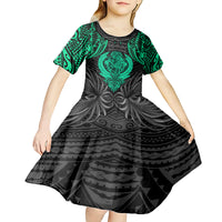 Polynesian Kid Short Sleeve Dress Abstract Tiki - Wonder Print Shop