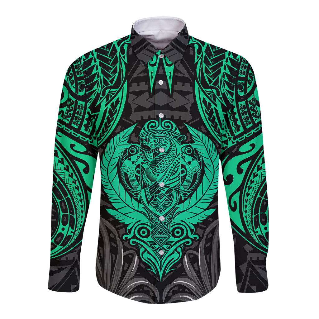 Polynesian Long Sleeve Button Shirt Abstract Tiki - Wonder Print Shop