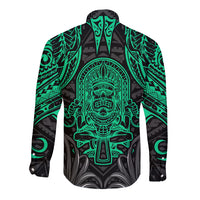 Polynesian Long Sleeve Button Shirt Abstract Tiki - Wonder Print Shop