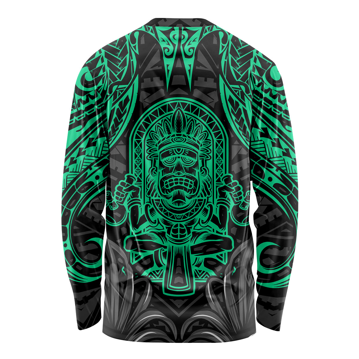 Polynesian Long Sleeve Shirt Abstract Tiki - Wonder Print Shop