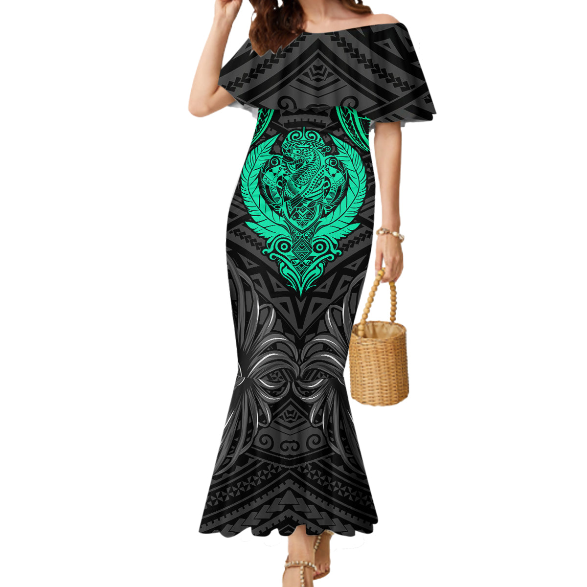 Polynesian Mermaid Dress Abstract Tiki - Wonder Print Shop