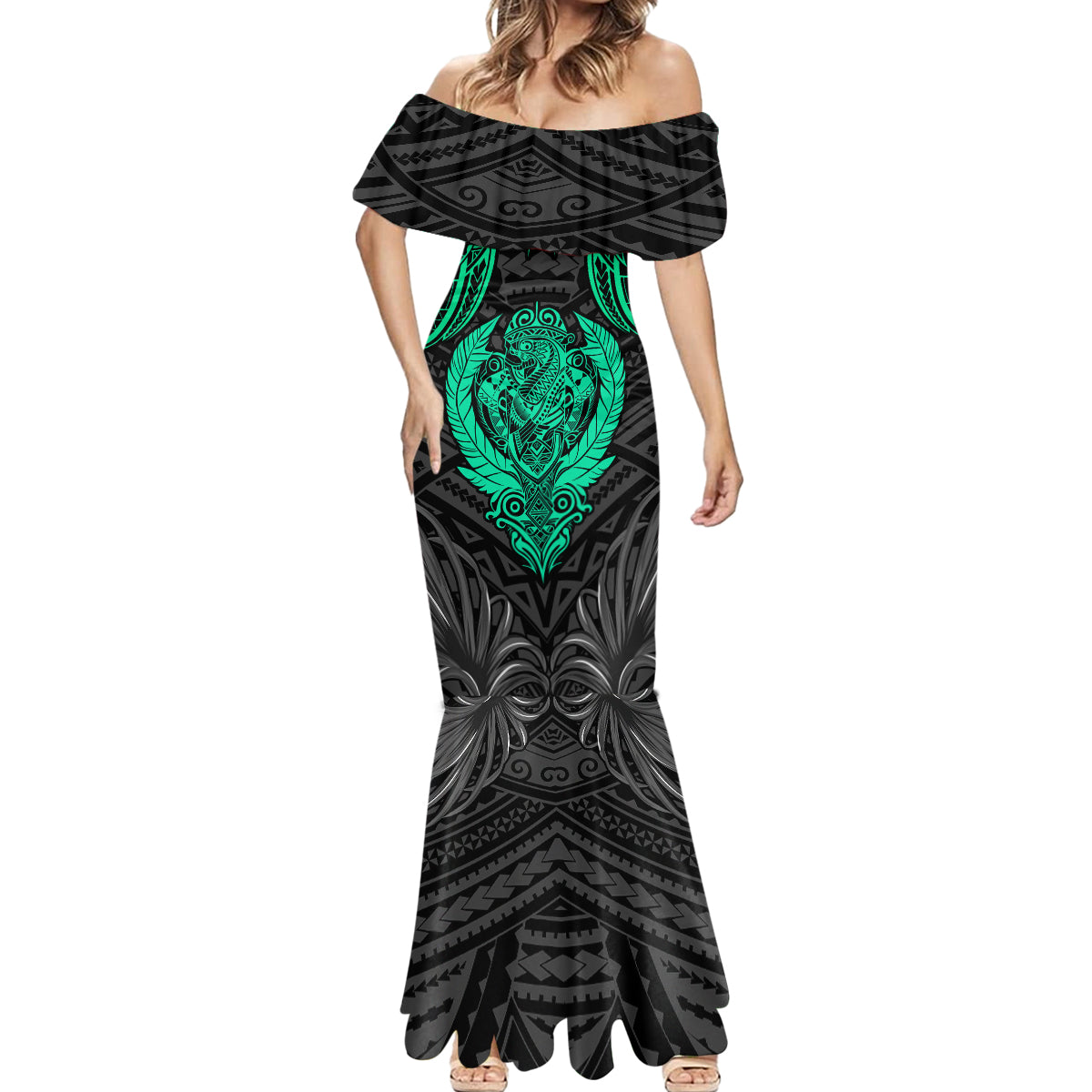 Polynesian Mermaid Dress Abstract Tiki - Wonder Print Shop