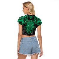 Polynesian Raglan Cropped T Shirt Abstract Tiki - Wonder Print Shop