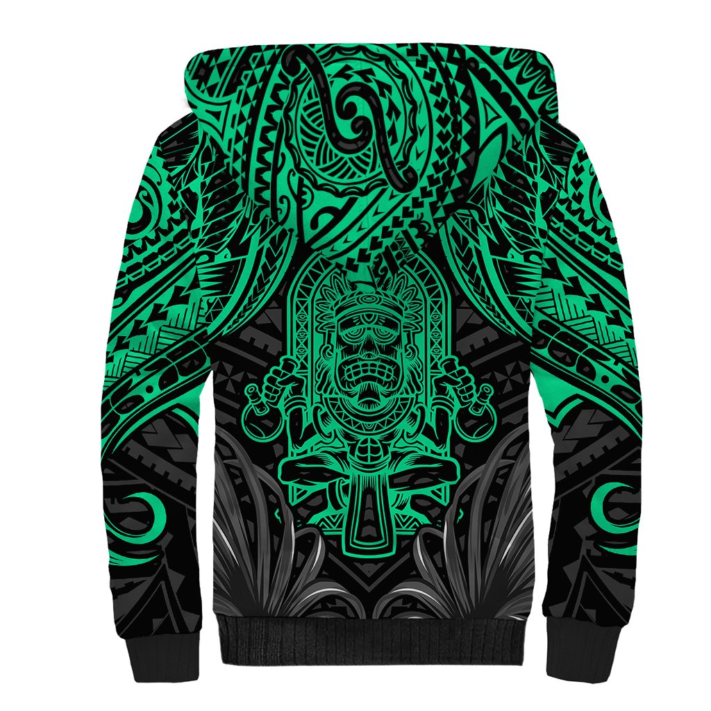 Polynesian Sherpa Hoodie Abstract Tiki - Wonder Print Shop