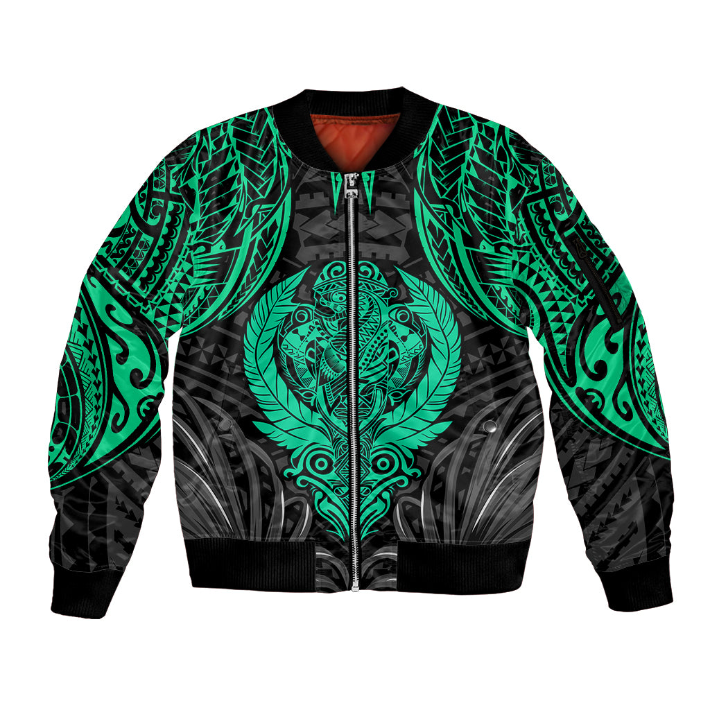 Polynesian Sleeve Zip Bomber Jacket Abstract Tiki - Wonder Print Shop