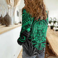 Polynesian Women Casual Shirt Abstract Tiki - Wonder Print Shop