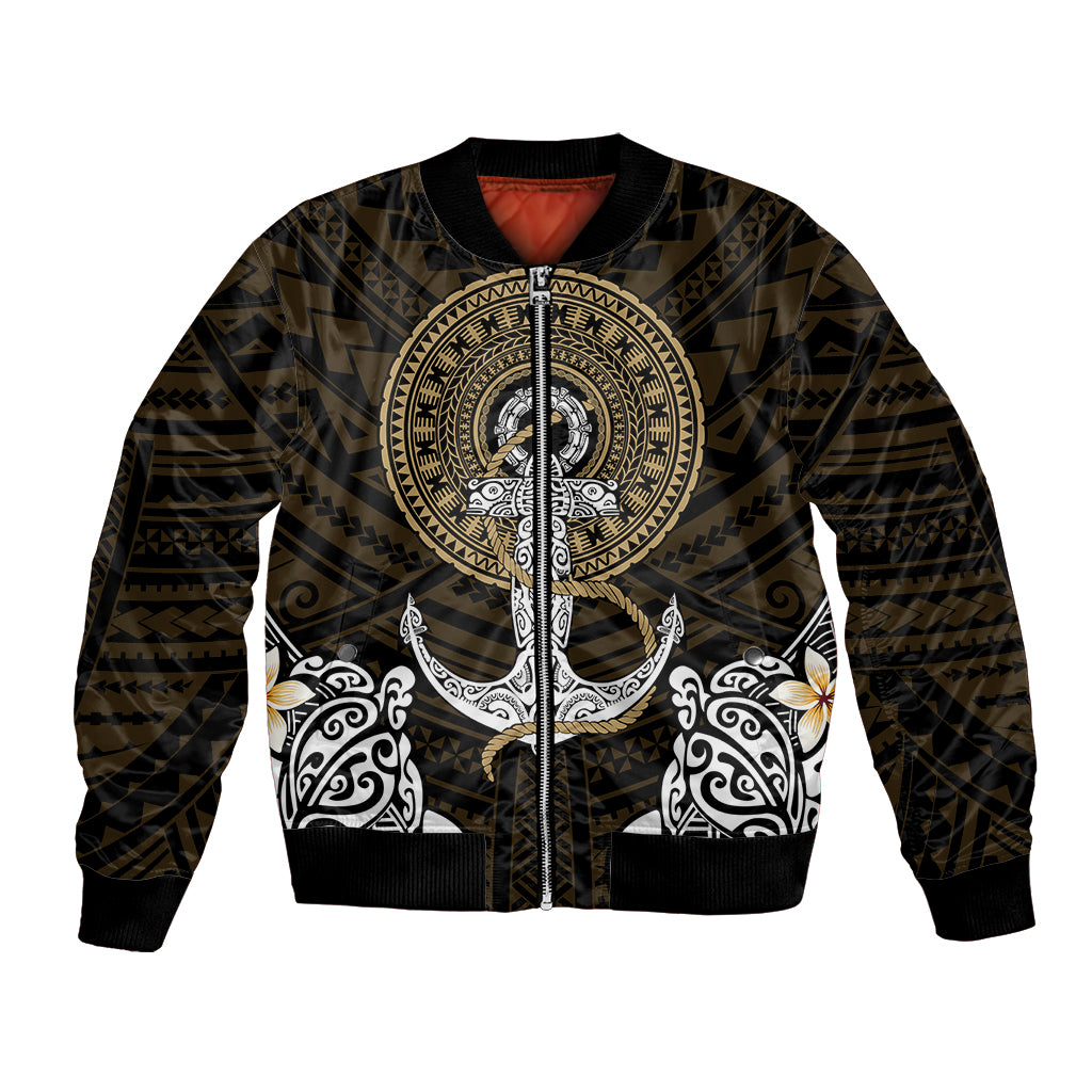 Polynesian Swordfish Bomber Jacket with Anchor Pattern and Tribal Turtle - Wonder Print Shop