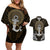Polynesian Swordfish Couples Matching Off Shoulder Short Dress and Hawaiian Shirt with Anchor Pattern and Tribal Turtle - Wonder Print Shop