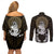 Polynesian Swordfish Couples Matching Off Shoulder Short Dress and Long Sleeve Button Shirts with Anchor Pattern and Tribal Turtle - Wonder Print Shop