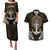 Polynesian Swordfish Couples Matching Puletasi Dress and Hawaiian Shirt with Anchor Pattern and Tribal Turtle - Wonder Print Shop