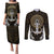 Polynesian Swordfish Couples Matching Puletasi Dress and Long Sleeve Button Shirts with Anchor Pattern and Tribal Turtle - Wonder Print Shop