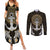 Polynesian Swordfish Couples Matching Summer Maxi Dress and Long Sleeve Button Shirts with Anchor Pattern and Tribal Turtle - Wonder Print Shop