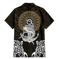 Polynesian Swordfish Family Matching Mermaid Dress and Hawaiian Shirt with Anchor Pattern and Tribal Turtle - Wonder Print Shop
