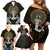 Polynesian Swordfish Family Matching Off Shoulder Short Dress and Hawaiian Shirt with Anchor Pattern and Tribal Turtle - Wonder Print Shop