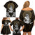 Polynesian Swordfish Family Matching Off Shoulder Short Dress and Hawaiian Shirt with Anchor Pattern and Tribal Turtle - Wonder Print Shop