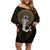 Polynesian Swordfish Family Matching Off Shoulder Short Dress and Hawaiian Shirt with Anchor Pattern and Tribal Turtle - Wonder Print Shop