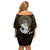 Polynesian Swordfish Family Matching Off Shoulder Short Dress and Hawaiian Shirt with Anchor Pattern and Tribal Turtle - Wonder Print Shop