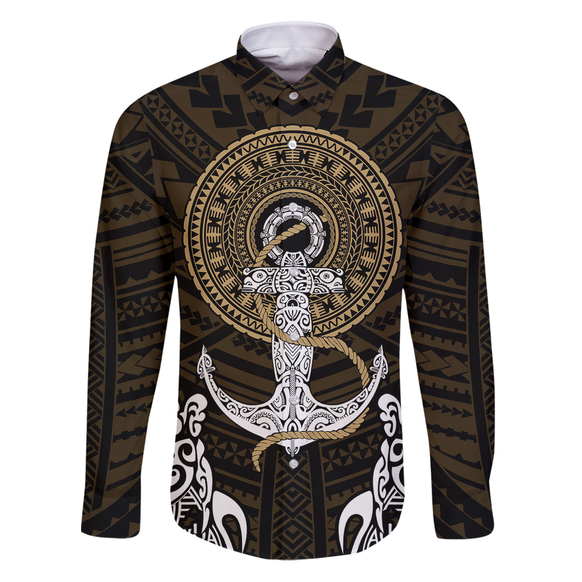 Polynesian Swordfish Family Matching Puletasi Dress and Hawaiian Shirt with Anchor Pattern and Tribal Turtle - Wonder Print Shop
