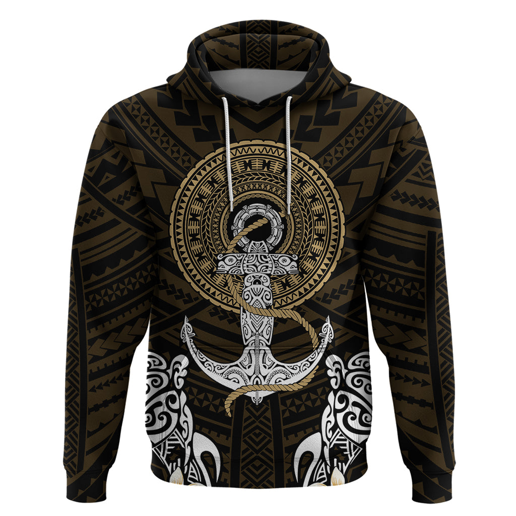 Polynesian Swordfish Hoodie with Anchor Pattern and Tribal Turtle - Wonder Print Shop