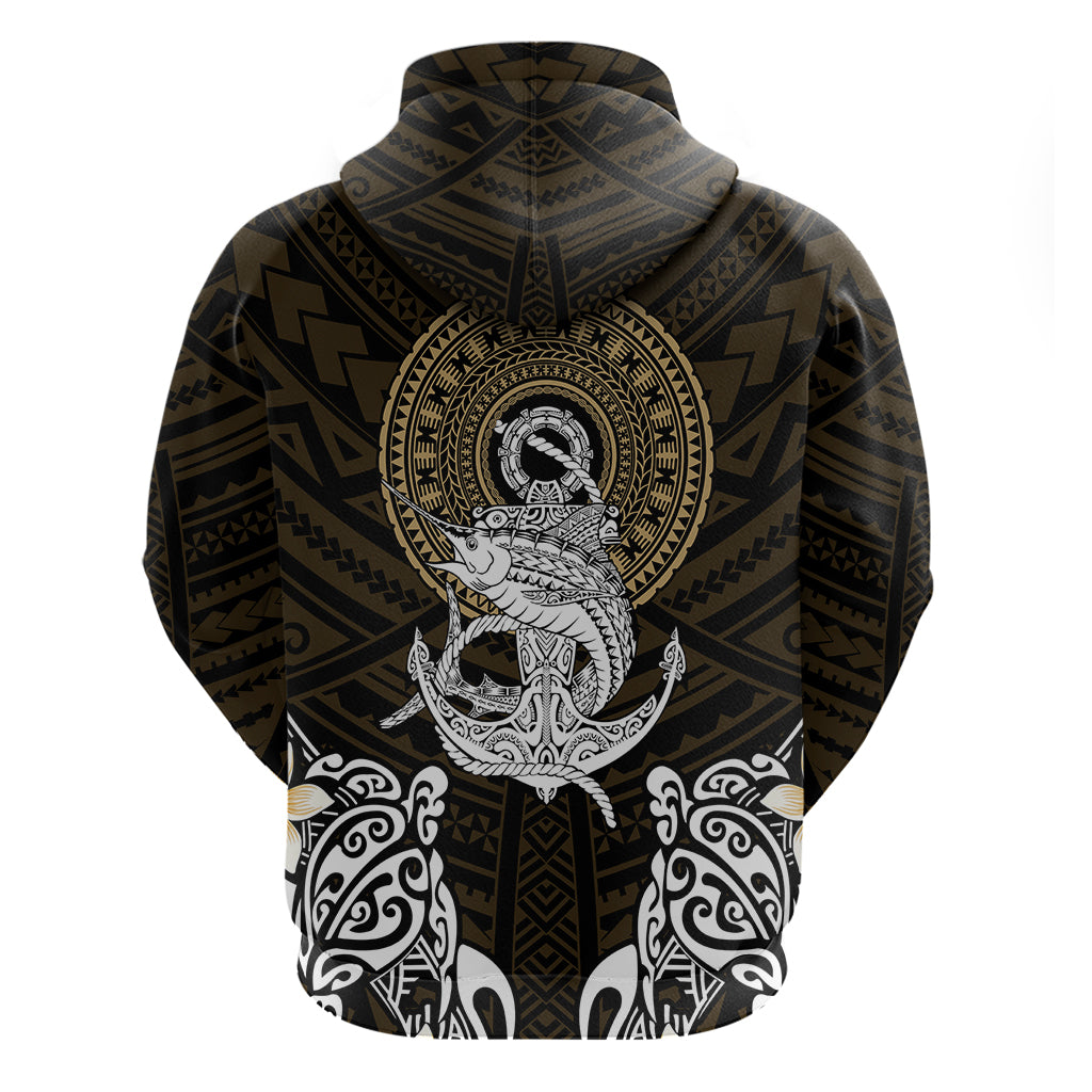 Polynesian Swordfish Hoodie with Anchor Pattern and Tribal Turtle - Wonder Print Shop