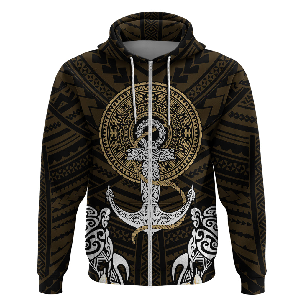 Polynesian Swordfish Hoodie with Anchor Pattern and Tribal Turtle - Wonder Print Shop