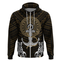 Polynesian Swordfish Hoodie with Anchor Pattern and Tribal Turtle - Wonder Print Shop