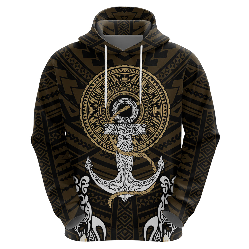 Polynesian Swordfish Hoodie with Anchor Pattern and Tribal Turtle - Wonder Print Shop