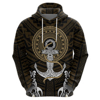 Polynesian Swordfish Hoodie with Anchor Pattern and Tribal Turtle - Wonder Print Shop