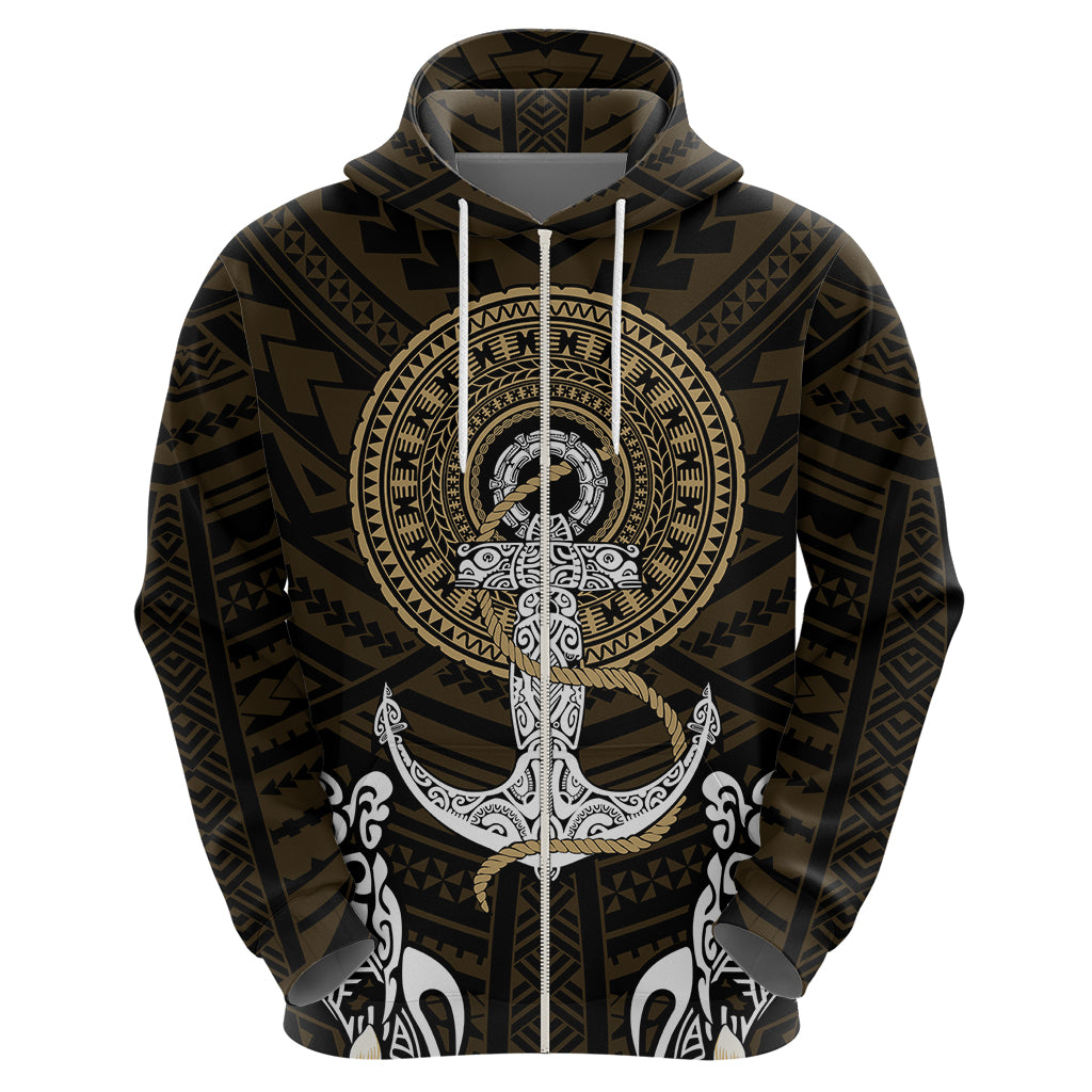 Polynesian Swordfish Hoodie with Anchor Pattern and Tribal Turtle - Wonder Print Shop
