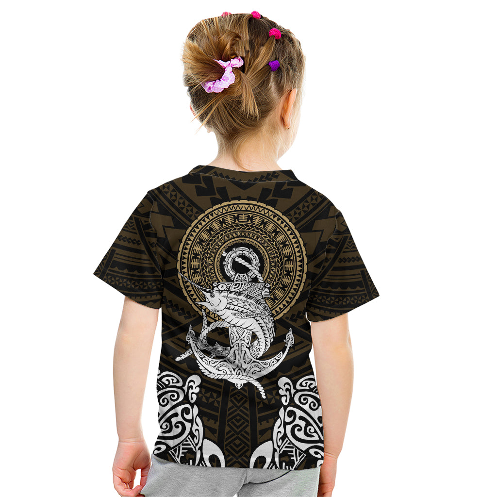 Polynesian Swordfish Kid T Shirt with Anchor Pattern and Tribal Turtle - Wonder Print Shop
