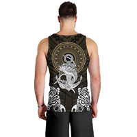 Polynesian Swordfish Men Tank Top with Anchor Pattern and Tribal Turtle - Wonder Print Shop