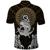 Polynesian Swordfish Polo Shirt with Anchor Pattern and Tribal Turtle - Wonder Print Shop