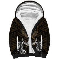 Polynesian Swordfish Sherpa Hoodie with Anchor Pattern and Tribal Turtle - Wonder Print Shop