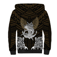 Polynesian Swordfish Sherpa Hoodie with Anchor Pattern and Tribal Turtle - Wonder Print Shop