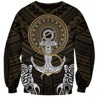 Polynesian Swordfish Sweatshirt with Anchor Pattern and Tribal Turtle - Wonder Print Shop