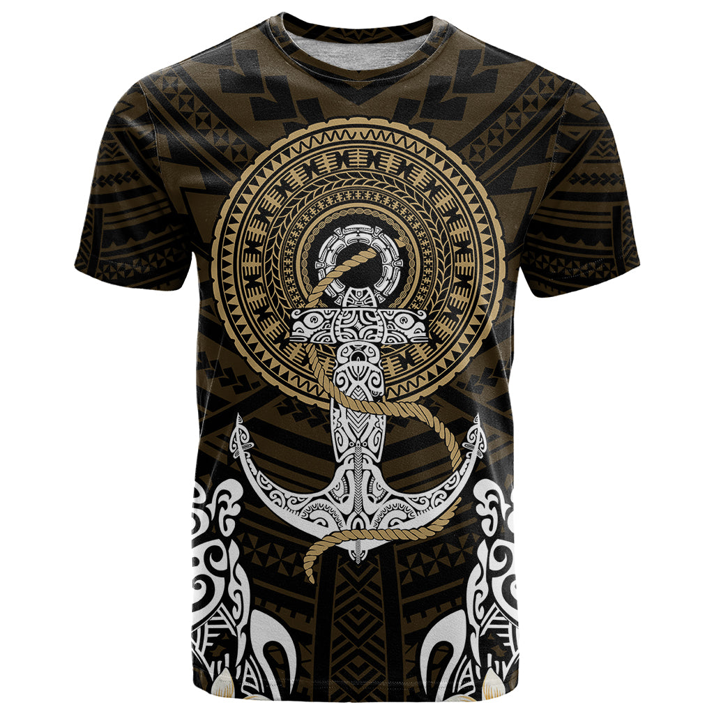 Polynesian Swordfish T Shirt with Anchor Pattern and Tribal Turtle - Wonder Print Shop