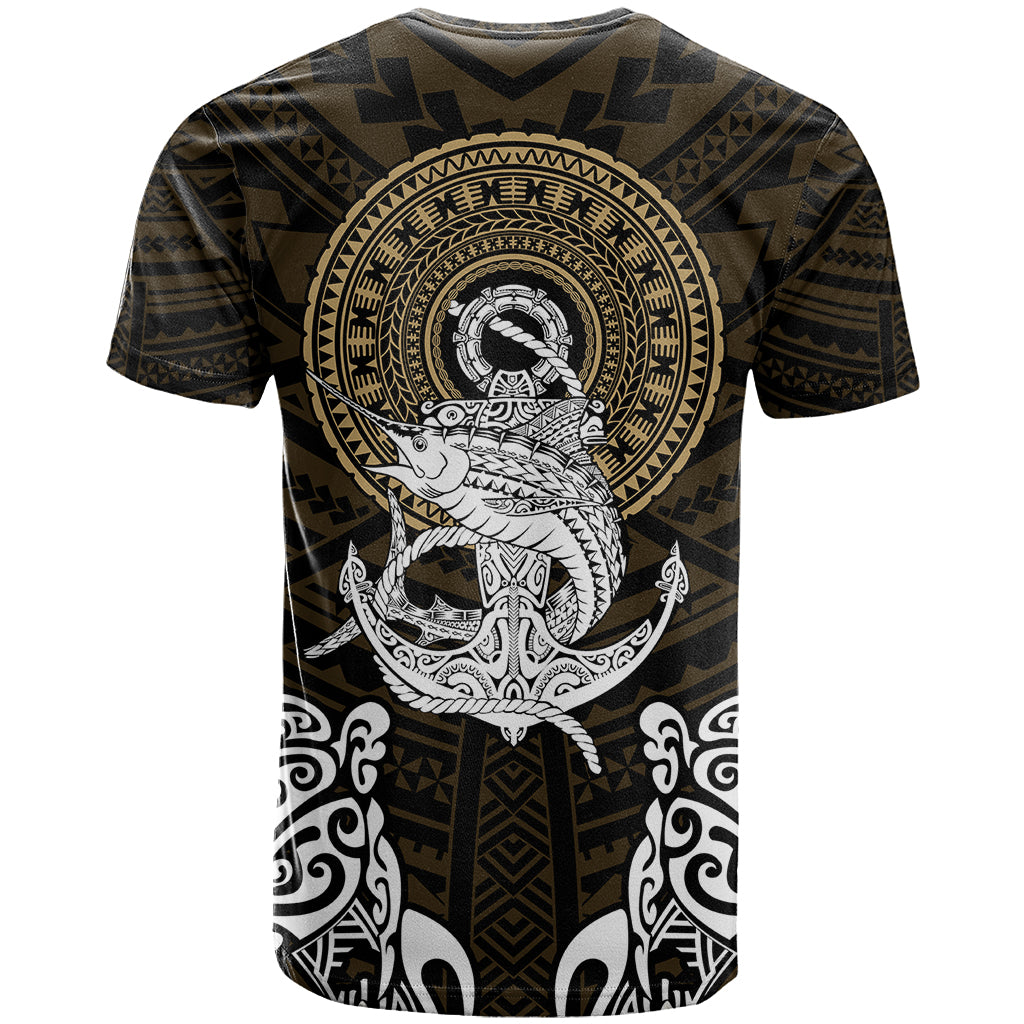 Polynesian Swordfish T Shirt with Anchor Pattern and Tribal Turtle - Wonder Print Shop