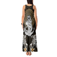 Polynesian Swordfish Tank Maxi Dress with Anchor Pattern and Tribal Turtle - Wonder Print Shop